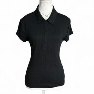 J Crew Collard Button down minimalist chic black short sleeve women’s size large